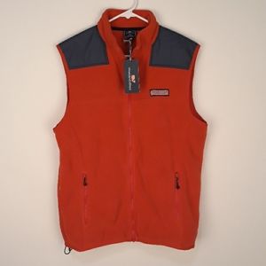 VINEYARD‎ VINES Shep Red Navy Fleece Sz M Mens Full Zip Vest NEW